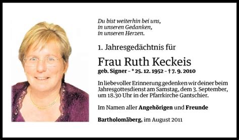 Todesanzeigen Von Ruth Keckeis Todesanzeigen Vorarlberger Nachrichten