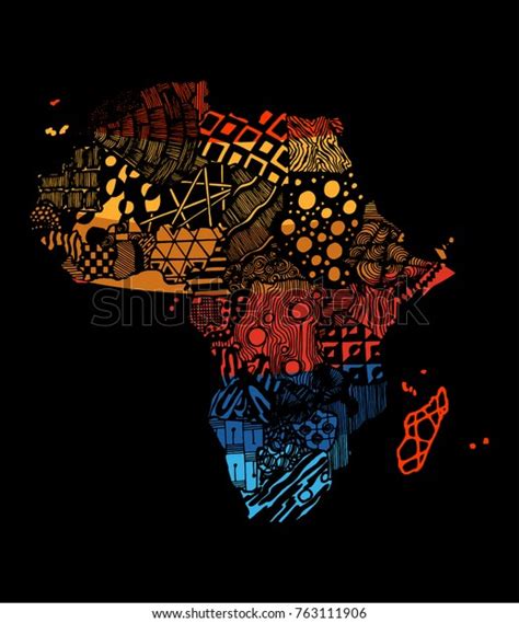 Africa Colored Continent Map Sketch Hand Stock Vector (Royalty Free ...