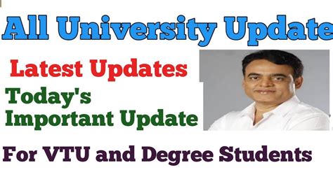 All University Update Today Update VTU Update Degree Exam Update