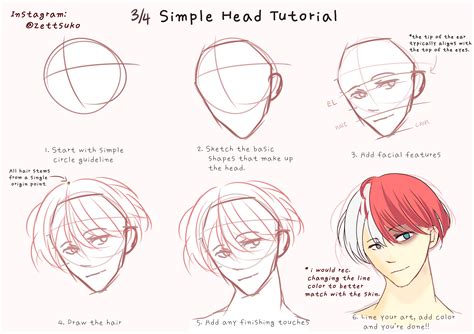 Head tutorial by zettsuko on Instagram | Drawing heads, Anime drawings ...