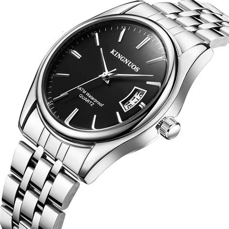 KINGNUOS 1853 Stainless Steel Band Business Men Wrist Watch Date ...