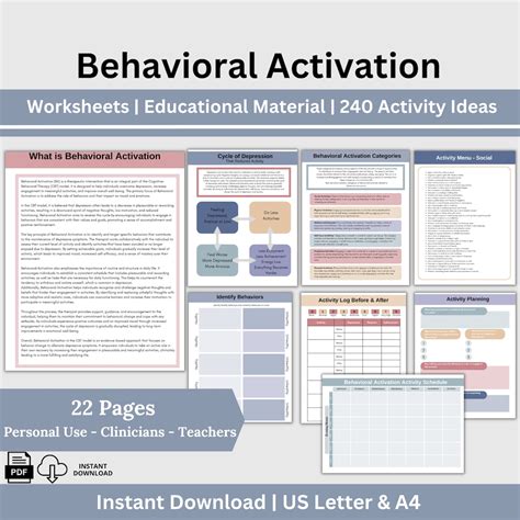 Cbt Therapy Worksheets Behavioral Activation Therapy Resources Mental