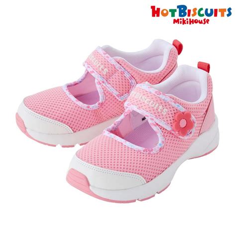HOT BISCUITS ミキハウス ワンストラップ風 ダブルラッセル キッズシューズ 靴 くつ アウトレット ピンク マルチカラー 16cm 17cm 18cm ホットビスケッツ