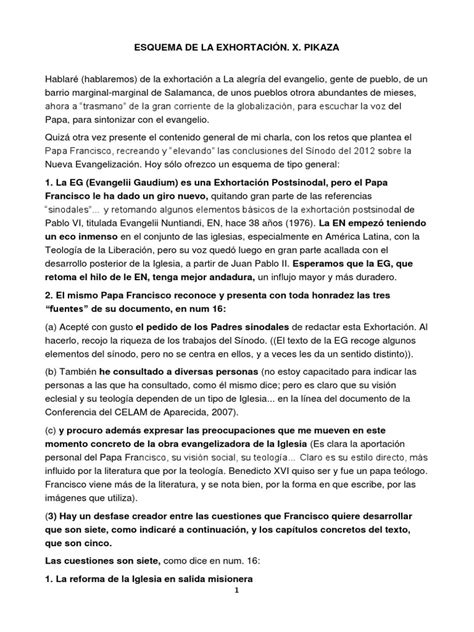 Esquema De La Exhortación Descargar Gratis Pdf Papa Francisco