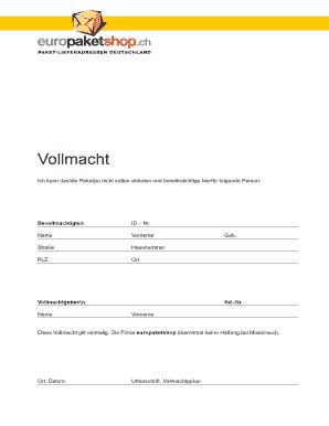 Vollmachten Text Pakete Abholen Fill Online Printable Fillable