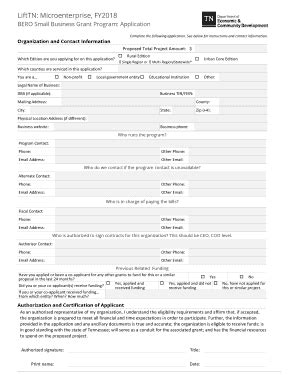 Fillable Online LiftTN Microenterprise FY2018 TN Gov Fax Email