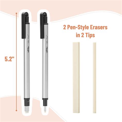 Mr. Pen- Pen Style Eraser, 2 Pack, Silver, Square & Round Tip, Eraser ...