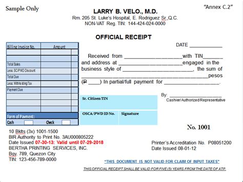 Bir Official Receipt Sample Philippines Images Blank Receipt Template