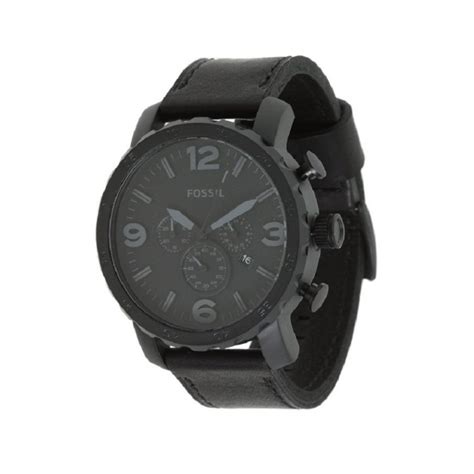 Fossil JR1354 Nate Chronograph Leather Watch Black