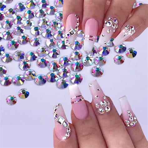 Aliexpress Buy Pcs Shiny Crystal Nail Rhinestone Ab Silver