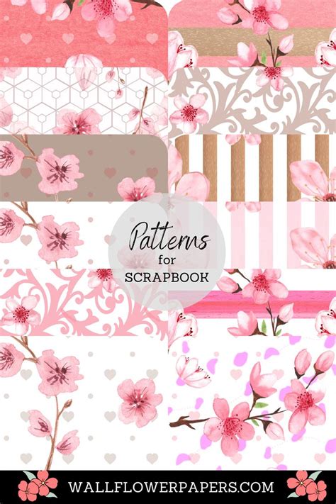 Cherry Blossom Digital Papers Sakura Pink Cherry Blossom Pink