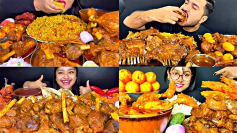 Asmr Eating Spicy Mutton Curry Chicken Curry Egg Curry Biryani