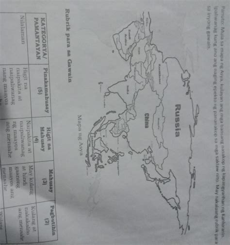 Nonsense Report Panuto Mula Sa Mapa Ng Asya Kulayan Ang Mga Bansang