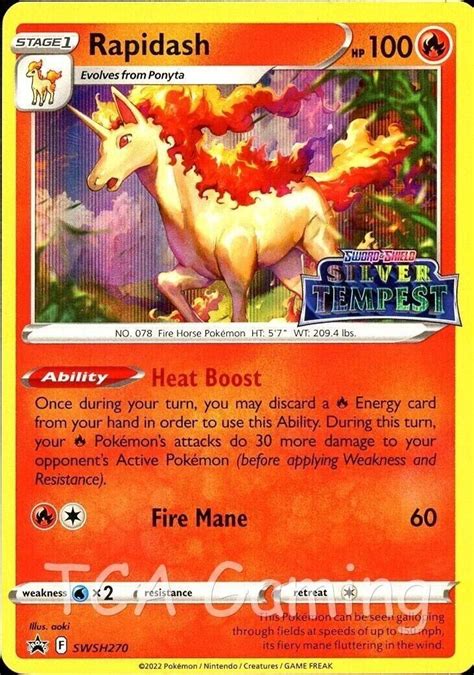 Rapidash Swsh Silver Tempest Prerelease Holo Promo Pokemon Card Ebay