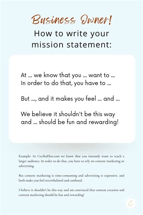 How to Write a Mission Statement | With Examples | CeciliaElise.com