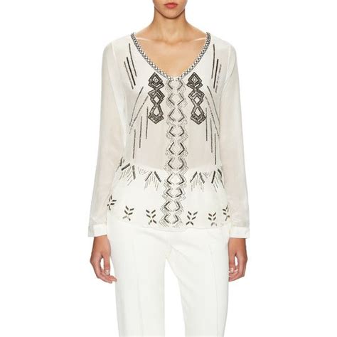 Nicole Miller Women S Walter V Neck Tribal Trance Top White Size M