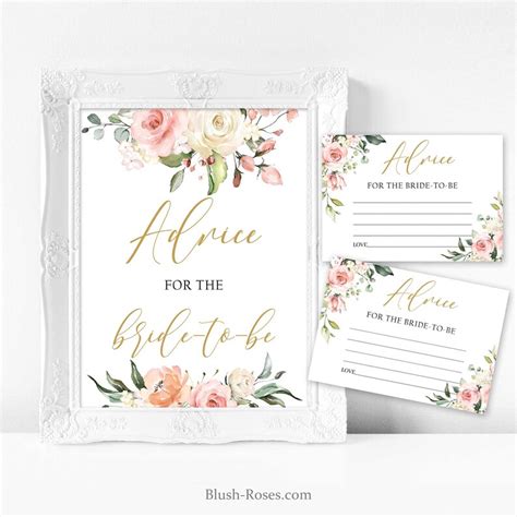 Advice For The Bride To Be Sign Template Boho Blush Floral Etsy