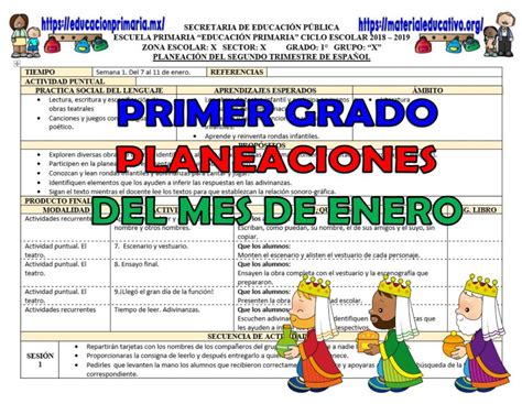 Planeaciones Del Primer Grado Para El Mes De Enero Segundo Trimestre