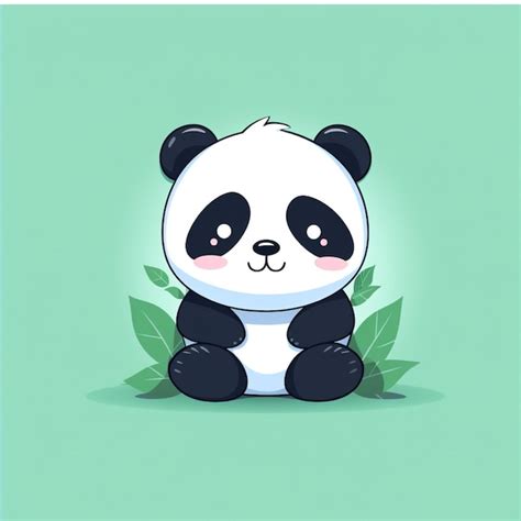 Panda bonito dos desenhos animados sentado na ilustração vetorial de