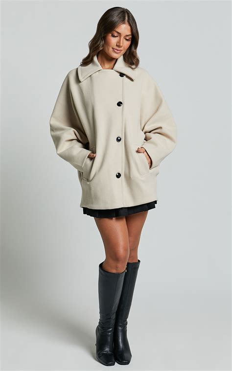 Claudia Coat Triple Breasted Coat In Beige Showpo Nz