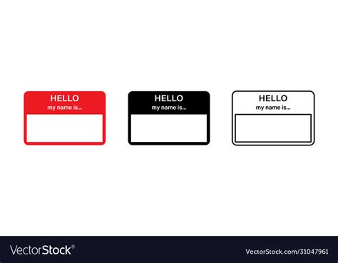 Hello My Name Is Red Sticker Blank Tag Royalty Free Vector