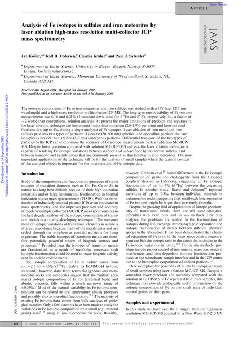 (PDF) Comment on “Analysis of Fe Isotopes in Sulfides and Iron Meteorites by Laser Ablation High ...