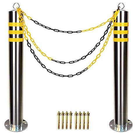 Cygjsyea Steel Bollards Safety Bollard Bollard With Chains Pieces