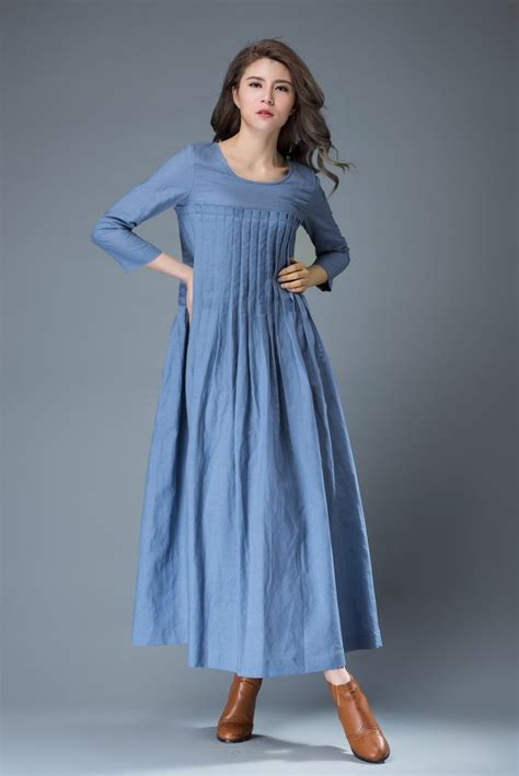 Linen Dress For Women Maxi Dress Pockets Linen Dress Long Linen