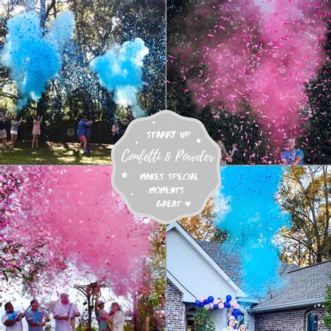 Gender Reveal Confetti Powder Cannon 2 Blue And 2 Pink Poppers Gender