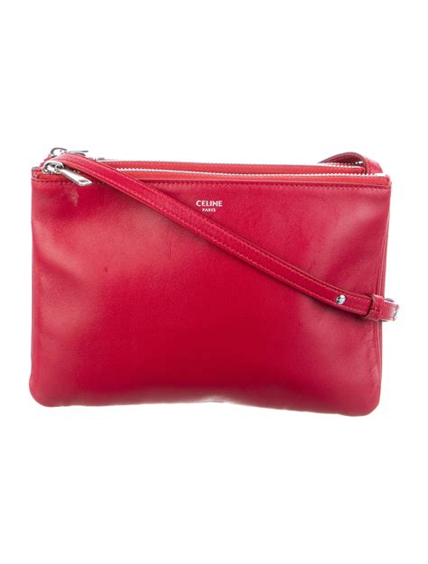 Celine Small Trio Crossbody Bag Red Crossbody Bags Handbags Cel250162 The Realreal