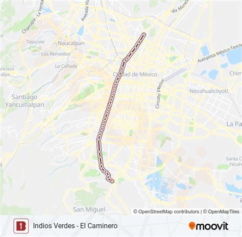 Ruta 1 Horarios Paradas Y Mapas Indios Verdes El Caminero Actualizado