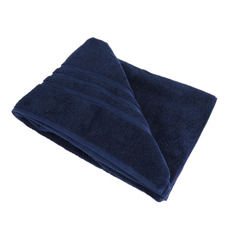 Soft Turkish Cotton Navy Terry Dobby Bath Sheet Wilko