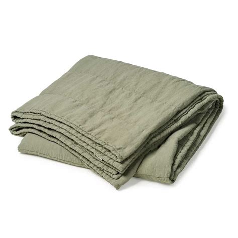 Olijfgroen Linnen Sprei Dusty Olive Casa Comodo