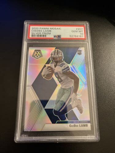 CeeDee Lamb RC Silver Prizm 207 2020 Panini Mosaic PSA 10 GEM MT