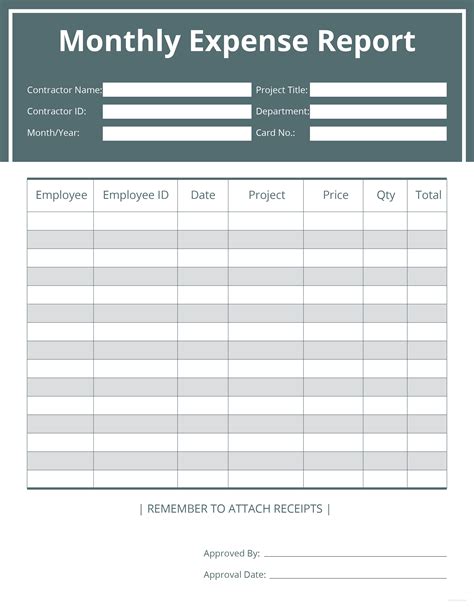 Construction Expense Report Template