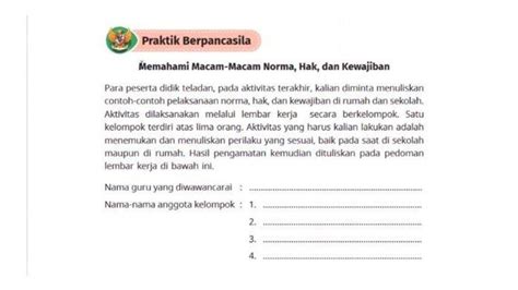 Soal And Kunci Jawaban Buku Pendidikan Pancasila Kelas 5 Sd Halaman 45 46 Memahami Macam Macam