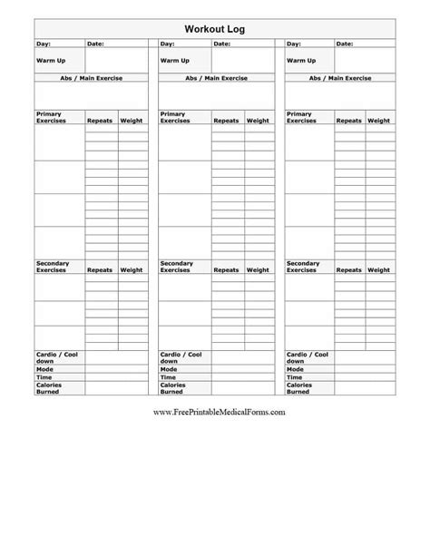 Effective Workout Log Calendar Templates Templatelab Intended