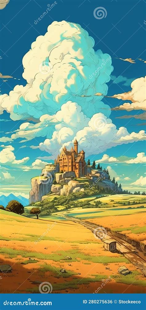 Anime Castle in a Field of Clouds: a Mythic-art Nouveau Masterpiece ...