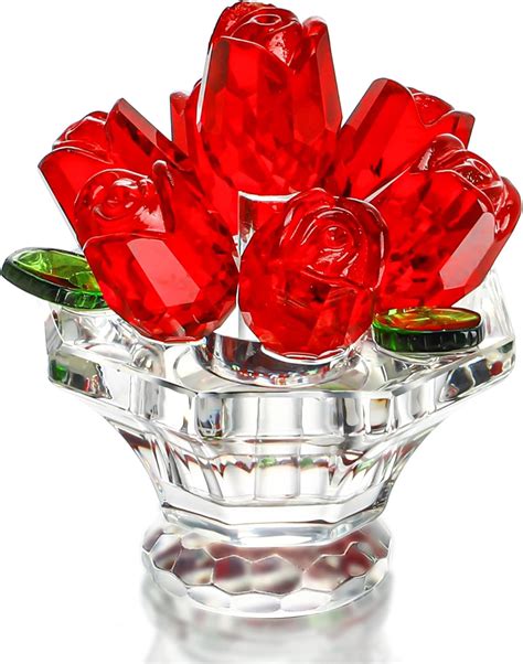 Amazon H D HYALINE DORA Red Crystal Rose Flower Figurine Rose