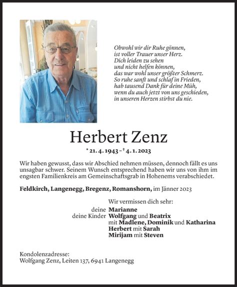 Gedenkkerzen Von Herbert Zenz Todesanzeigen Vorarlberger Nachrichten