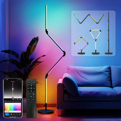 Auderwin Foldable Corner Floor Lamp With Remote Smart Rgb Led Floor