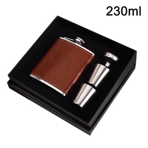 Buy Hip Flasks For Liquor For Men With Leather Cover Oz Flask Set