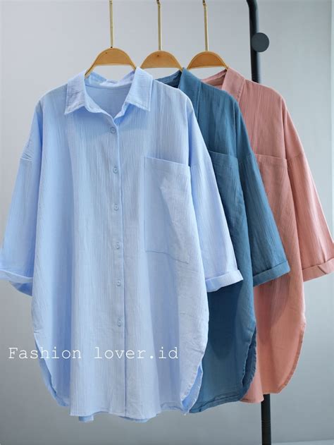 Jual Kemeja Wanita Oversize Atasan Wanita Bahan Linen Kringkel