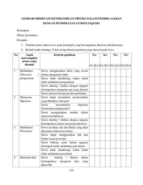 Rpp Lembar Observasi