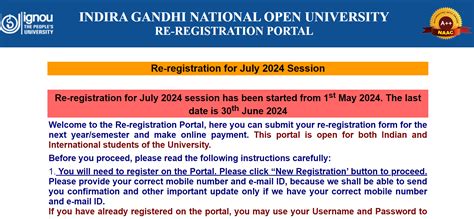 IGNOU Re Registration 2024 For July Session Begins May 1 Check Steps