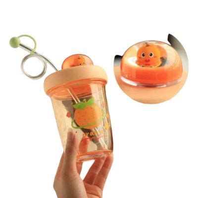 Vaso Tomatodo Kawai Con Sorbete Capacidad De 390ml Naranja GENERICO