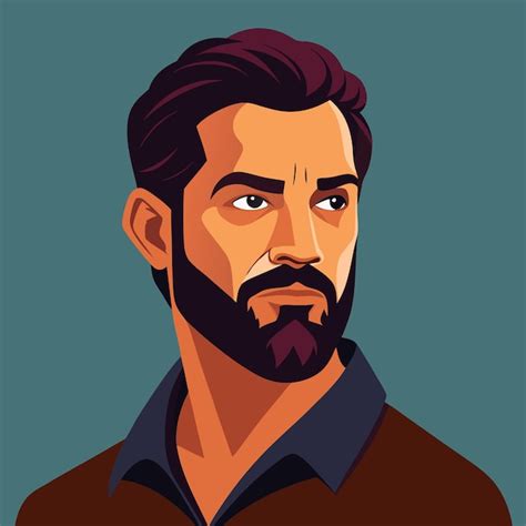 Bearded Man Color Vector Clip Art Design Premium Ai Generated Vector