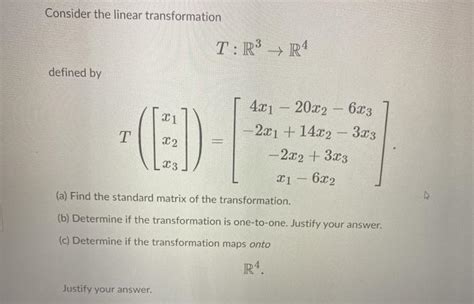 Solved Consider The Linear Transformation T R3 → R4 Defined