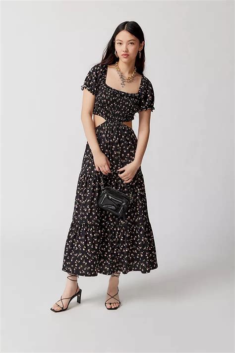 Uo Jane Floral Puff Sleeve Maxi Dress Urban Outfitters Uk