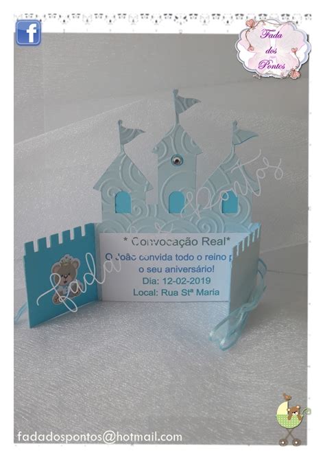 A Magia do Quilling e Papel Convite Castelo em Azul aniversário